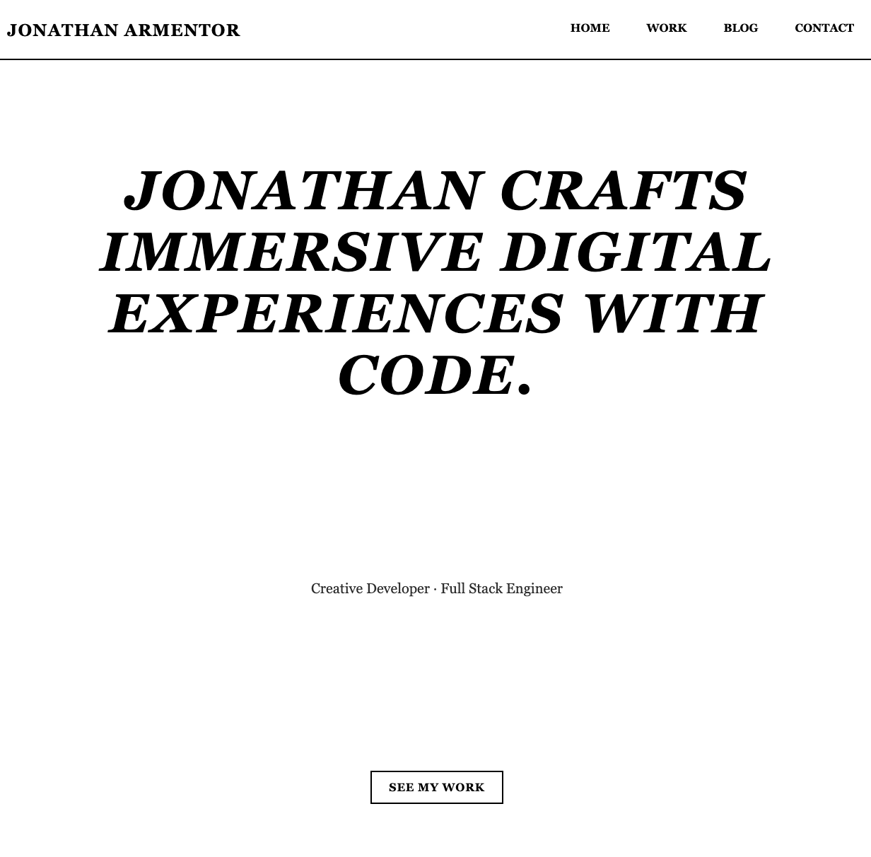 Screenshot of personal portfolio site home page.